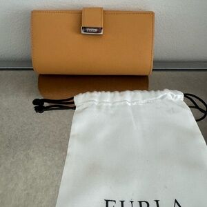 Furla Tan Leather Wallet with Silver Clasp